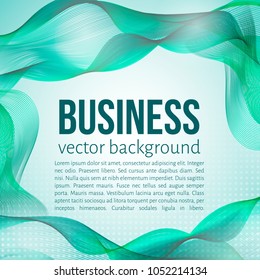 Bright green moving wavy lines. Business background. Easy to edit design template for your projects and presentations.