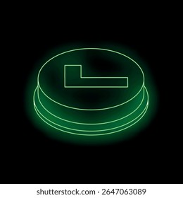 Brilhante neon verde entrar botão brilhando em um fundo preto, perfeito para projetos de tecnologia e interface