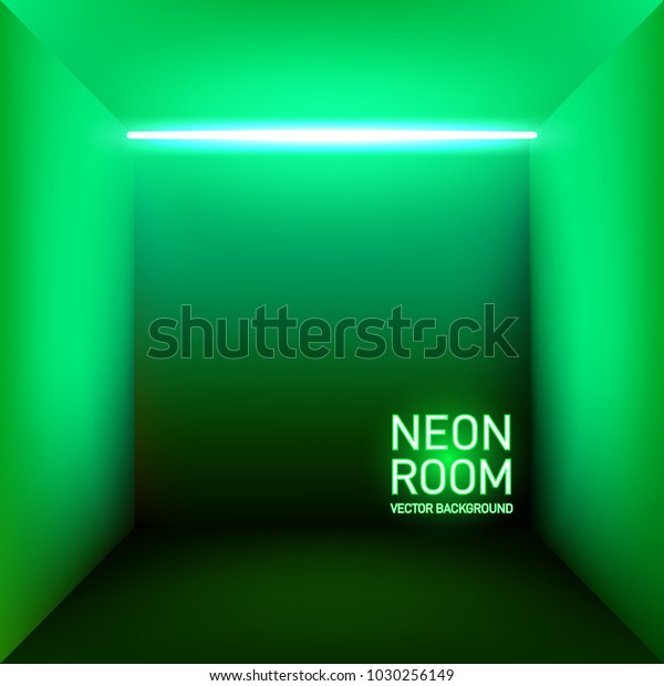 Bright Green Neon Room Neon Lights Stock Vector Royalty Free