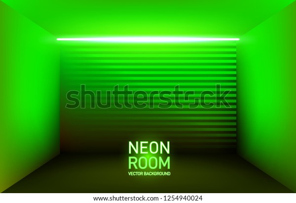 Bright Green Neon Room Neon Lights Royalty Free Stock Image
