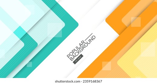 Bright green and orange geometric square business banner design. creative banner design with overlap shapes and lines for template. Simple bright white horizontal banner. Eps10 vector