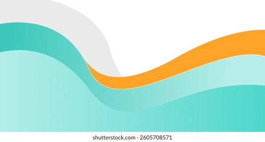 Bright green and orange geometric square business banner design. Creative banner design with overlap shapes and lines for template. Simple bright white horizontal banner.