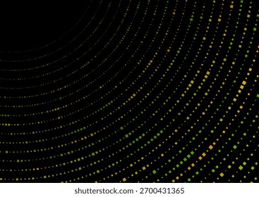 Verde brilhante laranja pequeno quadrado pontos quadrados abstrato fundo circular. Design vetorial