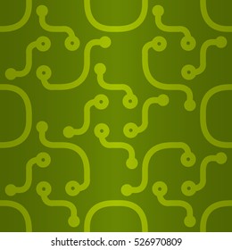 Bright green ornamental seamless pattern background in liner style. Equable puzzle repeatable backdrop. Classic design. Colorful, contrast design for banner, wallpaper, surface or other purpose.