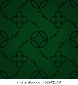 Bright green ornamental seamless pattern background in maze style. Clean mosaic repeatable backdrop. Shining, contrast design for curtain, wallpaper, banner or other purpose. Contemporary texture.