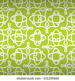 Bright green ornamental seamless pattern background in savage tribe style.