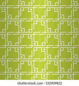 Bright green ornamental seamless pattern background in carpet style. Clean tessellated repeatable backdrop. Vivid, graphic design for wallpaper, curtain, web or other purpose.