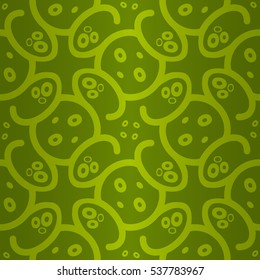 Bright green ornamental seamless pattern in tissue cells style. Intricate mosaic repeatable backdrop. Shining, symmetrical design for curtain, fabric, textile or other purpose.