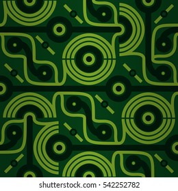 Bright green ornamental seamless pattern in ethnic style.