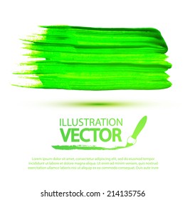 Bright green paint stroke. Vector background 