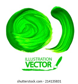 Bright green paint stroke. Vector background  