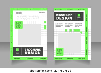 Diseño de folletos en blanco pixelado verde brillante. Marketing y negocios. Conjunto de plantillas con espacio de copia para texto. Recopilación de informes corporativos prefabricados. Editable 2 páginas de papel. Tipo de letra arial utilizado