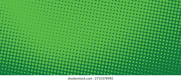 Superposición de textura punteada pixelada verde brillante. patrón de semitono verde. Fondo de degradado cómico retro. fondo verde.