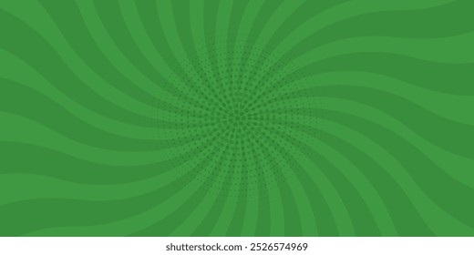 Fondo de rayos verdes brillantes. Cómics, estilo pop art. Ilustración vectorial