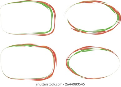 bright green red abstract decorative outline frames set