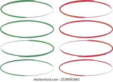 verde brilhante vermelho coleção de cores arte círculo traçado rabiscar elipses quadro ícone definir vetor