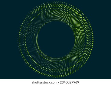 Bright green round dotted lines abstract geometric background. Vector design