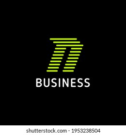 Bright green rounded lines sporty letter N arrow logo in black background