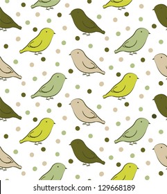 Bright green seamless pattern with birds