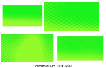 Bright green set. Vector retro comic dotted backgrounds.