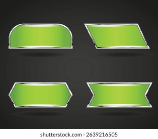 Bright green silver frame website button set