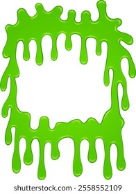 Bright green slime dripping down creates an eye catching frame against a clean white background, ideal for halloween festivities or any spooky occasion