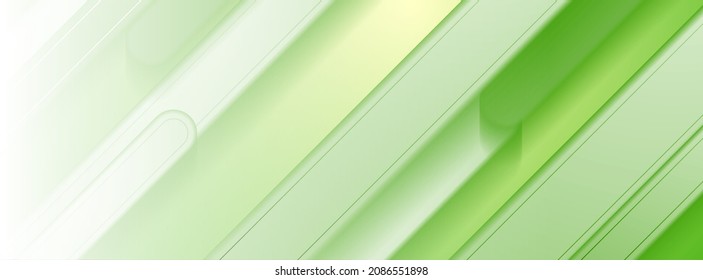 Bright green smooth stripes geometric abstract background. Vector banner design