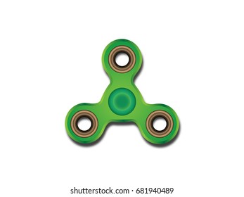 Bright green spinner with shadow on white background