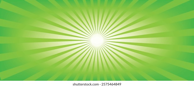 Bright green spiral rays background. Comics, pop art style