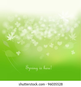 Bright green spring background with leaves