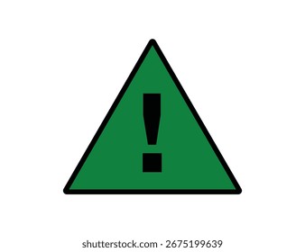 Ein hellgrünes dreieckiges Warnzeichen mit einem kräftigen schwarzen Ausrufezeichen. Dieses Symbol vermittelt allgemein Warnung, Vorsicht und wichtige Hinweise.