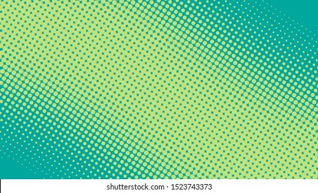 Bright Green And Turquoise Pop Art Retro Comic Background With Halftone Dots Desing 