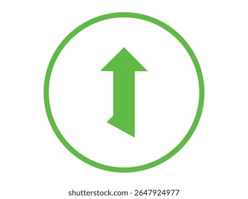 Ícone de seta para cima verde brilhante no plano de fundo branco। símbolo de seta verde vibrante apontando para cima delimitado por um círculo em uma planície। Ícone de seta dupla para baixo em um círculo, seta, para cima, verde, círculo, ícone, 