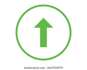 Ícone de seta para cima verde brilhante no plano de fundo branco। símbolo de seta verde vibrante apontando para cima delimitado por um círculo em uma planície। Ícone de seta dupla para baixo em um círculo, seta, para cima, verde, círculo, ícone, 