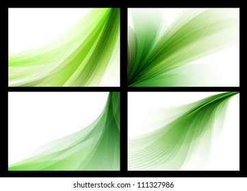 Bright green vector abstract smooth backgrounds set