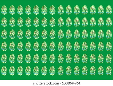Bright green wallpaper with Easter eggs pattern