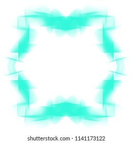 bright green watercolor hard edged flash peaks frame border pattern, vector illustration