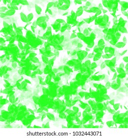 bright green watercolor leaf pattern on white background, vector illustration