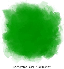 Bright green watercolor square backdrop. Vector.