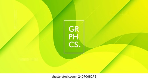Bright green wave background with simple fluid shape and lines pattern. Colorful simple green design. Simple geometric shapes concept. Eps10 vector
