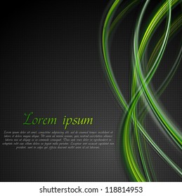 Unas olas verdes y luminosas en el fondo oscuro. Pos de diseño de vectores 10