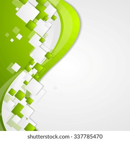 Bright green wavy tech abstract background. Corporate vector design