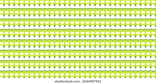 Bright green and white seamless pattern featuring fun loops and triangular shapes. Fresh and modern abstract texture suitable for fashion or digital design.
