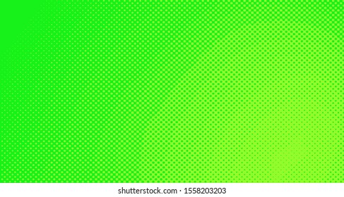 Bright green yellow dotted background. Abstract polka dot background with halftone dots design. Gradient halftone pop art retro style comic. Vector illustration for sale banner. Eps 10.