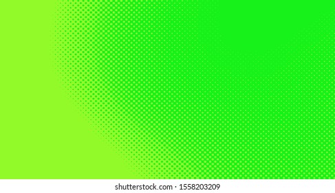 Bright green yellow dotted background. Abstract polka dot background with halftone dots design. Gradient halftone pop art retro style comic. Vector illustration for sale banner. Eps 10.