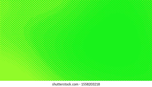 Bright green yellow dotted background. Abstract polka dot background with halftone dots design. Gradient halftone pop art retro style comic. Vector illustration for sale banner. Eps 10.