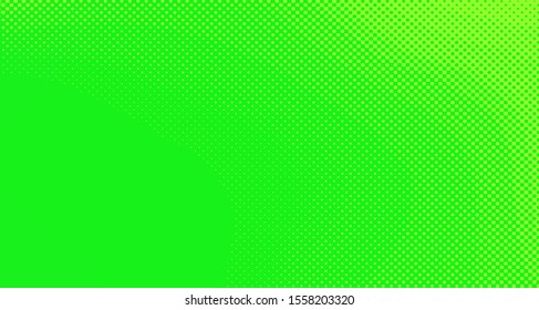 Bright green yellow dotted background. Abstract polka dot background with halftone dots design. Gradient halftone pop art retro style comic. Vector illustration for sale banner. Eps 10.
