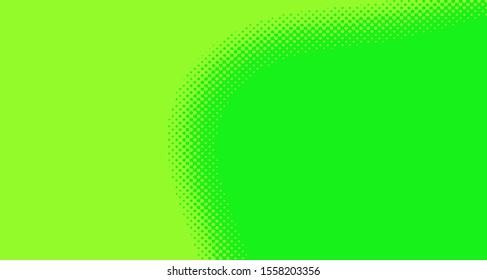 Bright green yellow dotted background. Abstract polka dot background with halftone dots design. Gradient halftone pop art retro style comic. Vector illustration for sale banner. Eps 10.