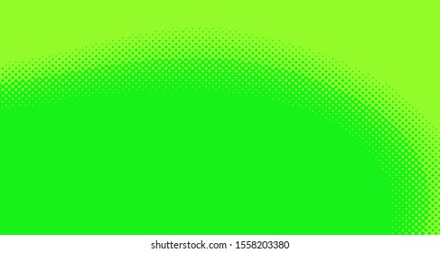 Bright green yellow dotted background. Abstract polka dot background with halftone dots design. Gradient halftone pop art retro style comic. Vector illustration for sale banner. Eps 10.