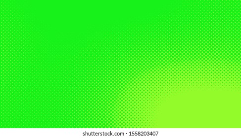 Bright green yellow dotted background. Abstract polka dot background with halftone dots design. Gradient halftone pop art retro style comic. Vector illustration for sale banner. Eps 10.